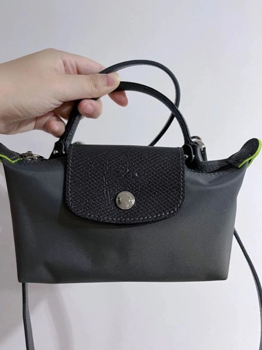 NWOT Longchamp Le Pliage  Mini Top-Handle Crossbody Black/Silver Hardware - Picture 8 of 15